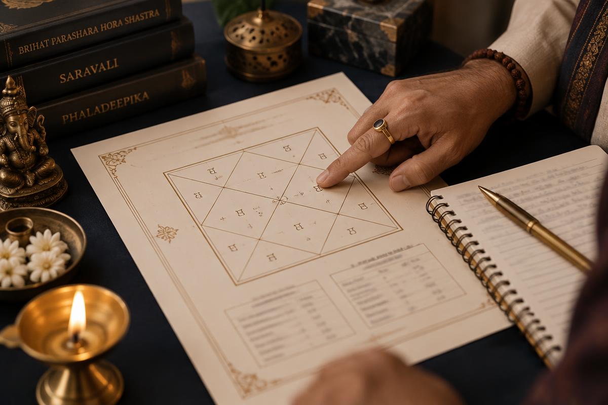 A traditional Vedic birth chart prepared for a personal reading