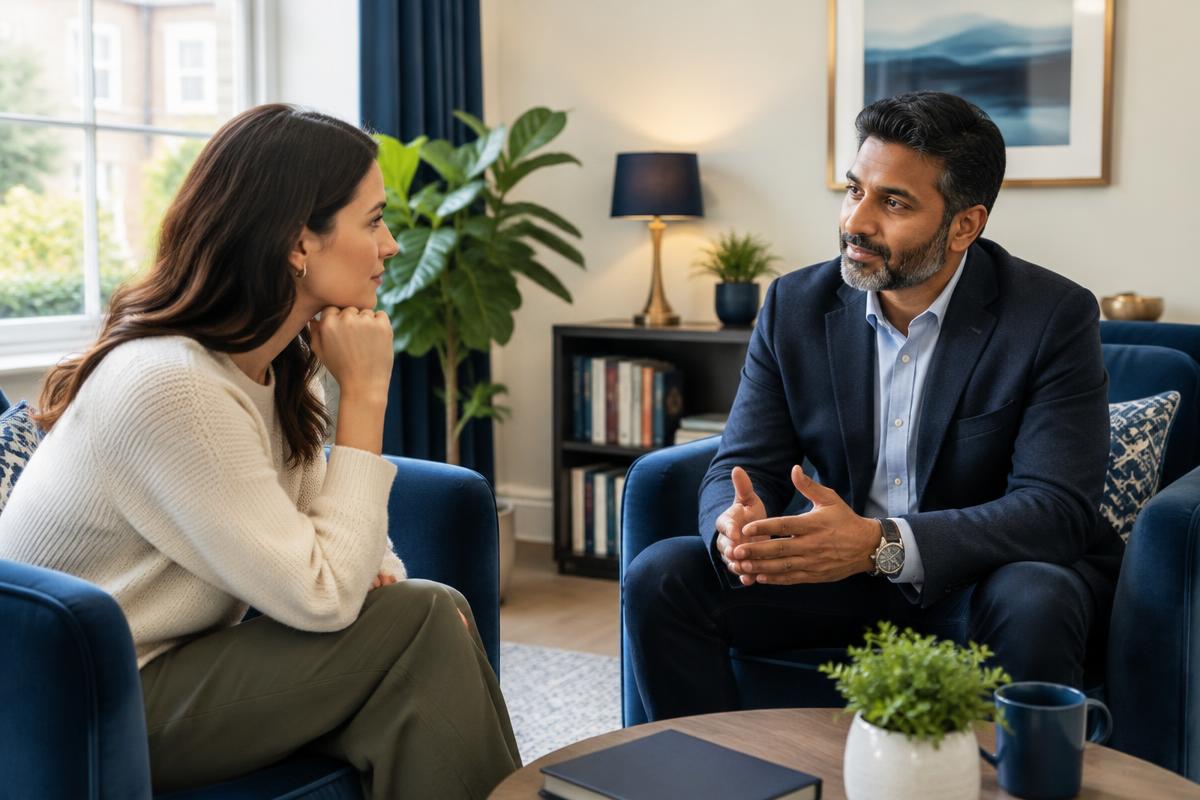 Client having a calm private consultation