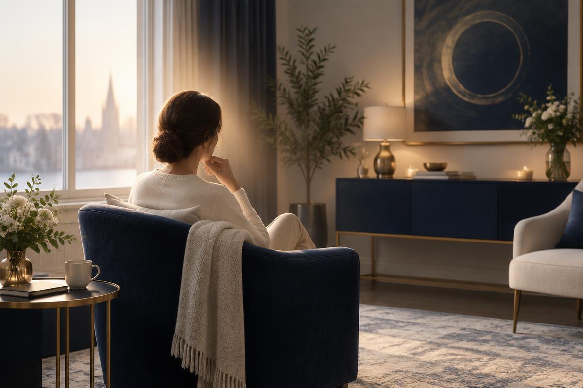 Calm reflective setting for a private spiritual guidance consultation
